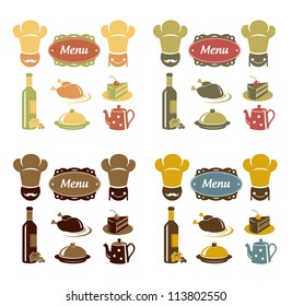 Restaurant menu icons set