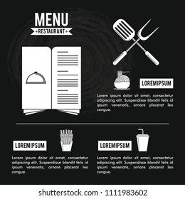 Restaurant menu infographic in black and white