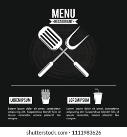 Restaurant menu infographic in black and white