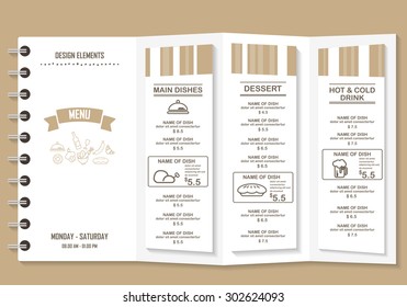 restaurant menu, infographics background and elements vintage and hipster design. Can be used for  layout, banner, web design, brochure template. Vector illustration