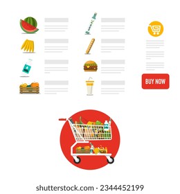 Restaurant menu items on app screen - online delivery, vector
