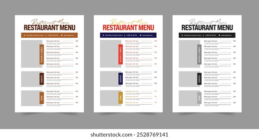 Diseño de menú de restaurante Plantilla Comida Diseño de menú de restaurante