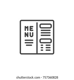 Restaurant menu line icon, outline vector sign, linear style pictogram isolated on white. Symbol, logo illustration. Editable stroke