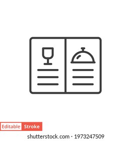 Restaurant menu line icon. Simple outline style. Booklet, food menu, menu, menu book, restaurant concept. Vector illustration isolated on white background. Editable stroke EPS 10