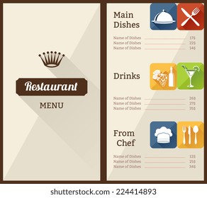 Restaurant menu list paper brochure with dishes decorative elements vector illustration