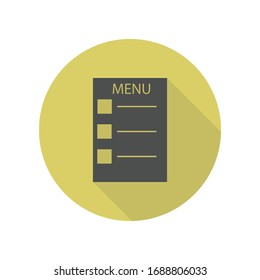 restaurant menu long shadow icon. Simple glyph, flat vector of web icons for ui and ux, website or mobile application