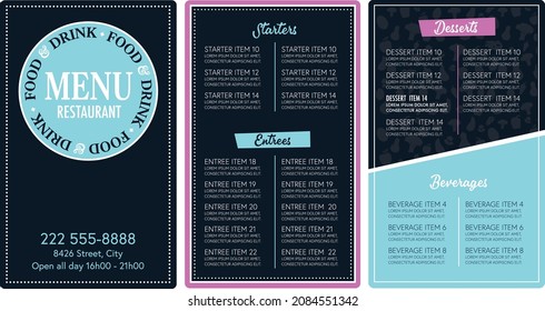 Restaurant menu modern design template layout font are aromia script and europa-light