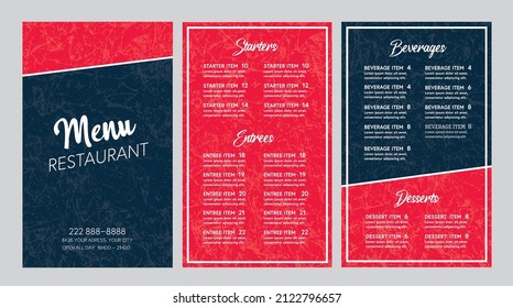 Restaurant menu modern design template layout leather texture in the background