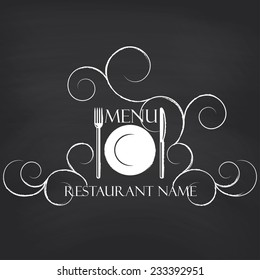 Restaurant menu on blackboard background. Vector illustration.