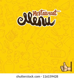 restaurant menu on kitchen background