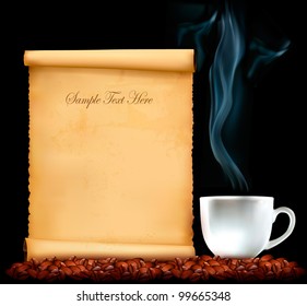 Restaurant menu on the old paper and coffee. Vector.