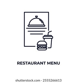 restaurant menu  outline icon. Linear vector from food concept. Thin line restaurant menu  icon isolated on white background