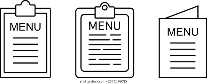 Restaurant Menu Outline Icons collection. Vector Illustration