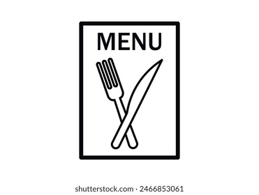 Restaurant menu poster black icon with fork and knife.