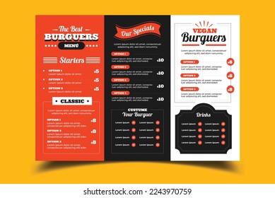 Restaurant menu poster with food print template