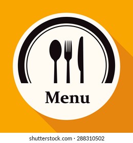restaurant menu retro poster on white circle with a long shadow