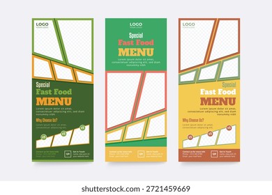 Restaurante menú rollup Anuncio Plantilla de diseño