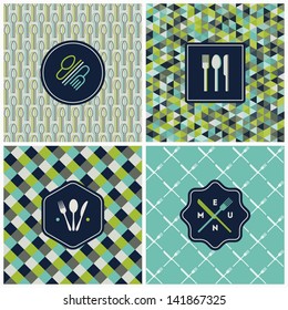 Restaurant menu seamless patterns. Vector set