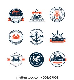 Restaurant menu set of seafood, template design.Vector illustration.