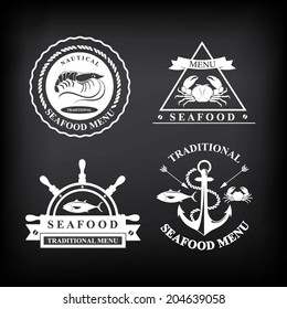 Restaurant menu set of seafood, template design.Vector illustration.