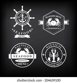 Restaurant menu set of seafood, template design.Vector illustration.