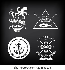 Restaurant menu set of seafood, template design.Vector illustration.