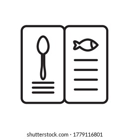 restaurant menu with spoon and fish icons over white background, line style, vector illustration