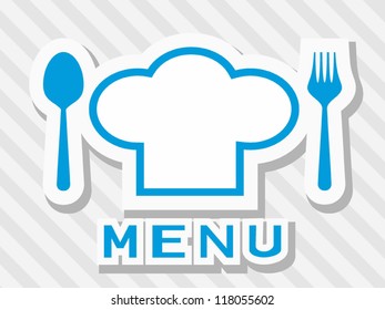 restaurant menu, with spoon and fork