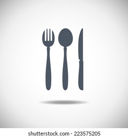 Restaurant and menu symbol, logo. Cutlery vector illustration. Spoon plate knife fork