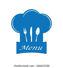 Restaurant and menu symbol, logo. Cutlery vector illustration.