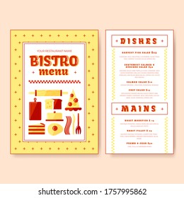 Restaurant menu template. Bistro restaurant menu.