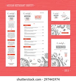 Restaurant menu template. Cafe identity. Vector illustration