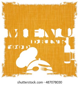 restaurant menu template cover pattern textured fabric or paper, with the illusion of a split at the edges. Isolated object on a white background, can be used with any image or text.