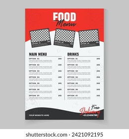 Plantilla de menú Restaurante Diseño. diseño de plantillas de tarjetas de menú de comida creativa. tarjeta de menú de comida rápida Diseño para restaurante y cafetería