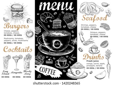 Restaurant menu. Template design. Food flyer.