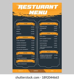 Restaurant café menu, template design. Food flyer.