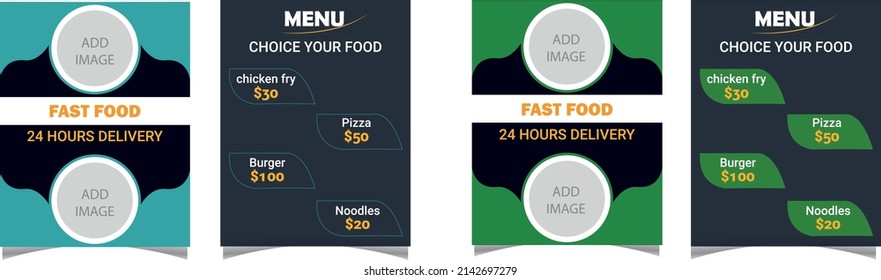 Restaurant menu, template design. Food flyer. Brochure