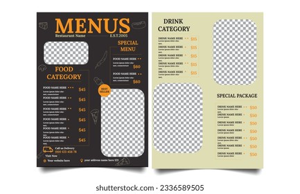 Restaurant menu template design. food menu for restaurant.