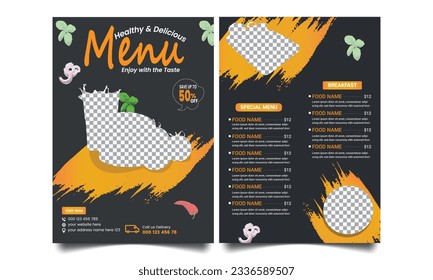 Restaurant menu template design. food menu for restaurant.