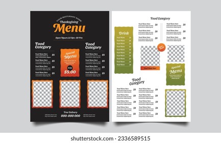 Restaurant menu template design. food menu for restaurant.