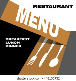 Restaurant menu, template design with spoon, fork and knife