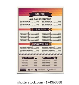 Restaurant menu, template design.Vector illustration.
