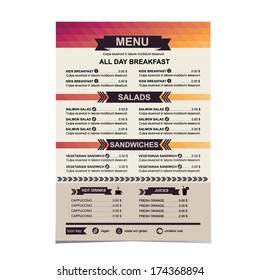 Restaurant menu, template design.Vector illustration.