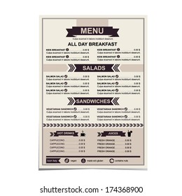 Restaurant menu, template design.Vector illustration.