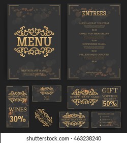 Restaurant menu template. Elegant design. Food flyer. Business card. Vector.