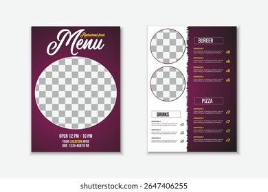 Modelo de menu restaurante. design de modelo de banner web de marketing de mídia social