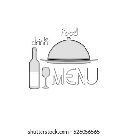 restaurant menu template stencil paper with individual elements on a white background.