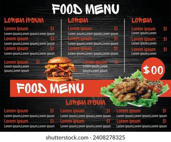 Restaurant menu template vector.with vintage background.