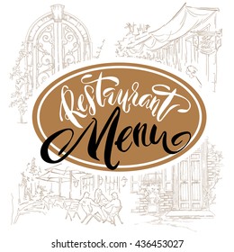 Restaurant menu title. Isolated on white background.