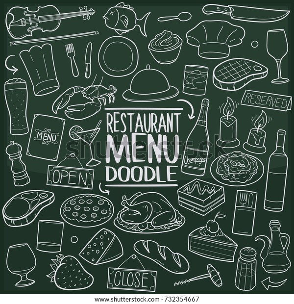 Restaurant Menu Traditional Doodle Icons Sketch Stock Vector (Royalty ...